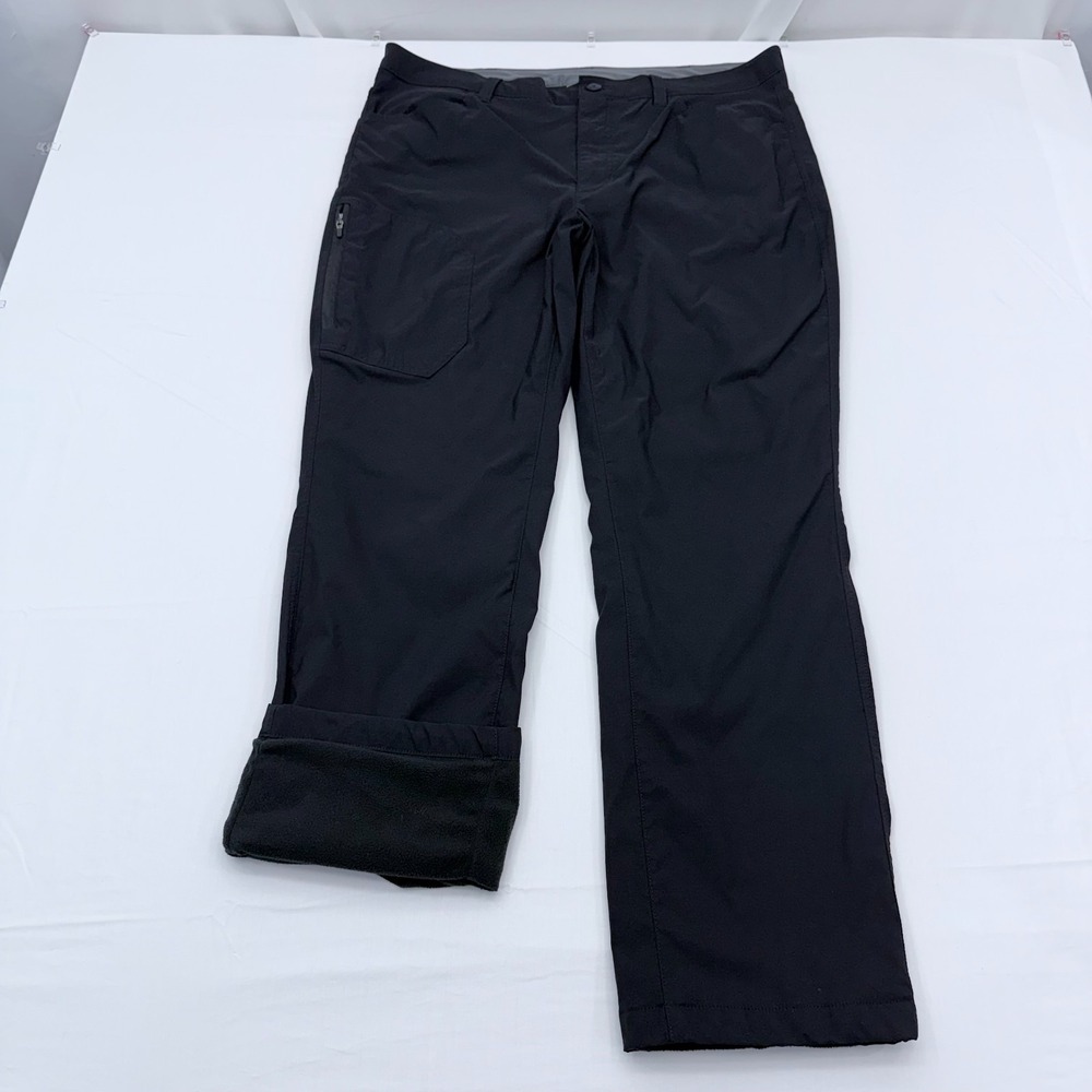 Eddie Bauer‎ Fleece Lined Tech Pants Mens 38x31 Black Hiking Trail Nylon Cargo